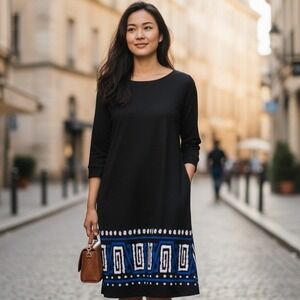 Marc Bouwer Dress Ponte Knot Sheath Women's Size M Black Blue White